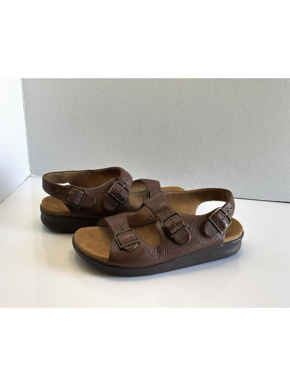 SAS Tripad Comfort Relaxed Amber Sandals Women's 9W Brown Leather Buckle Straps